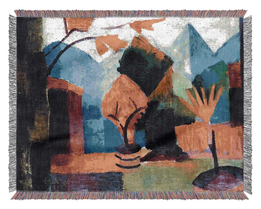 August Macke Garden On The Lake Of Thun Woven Blanket