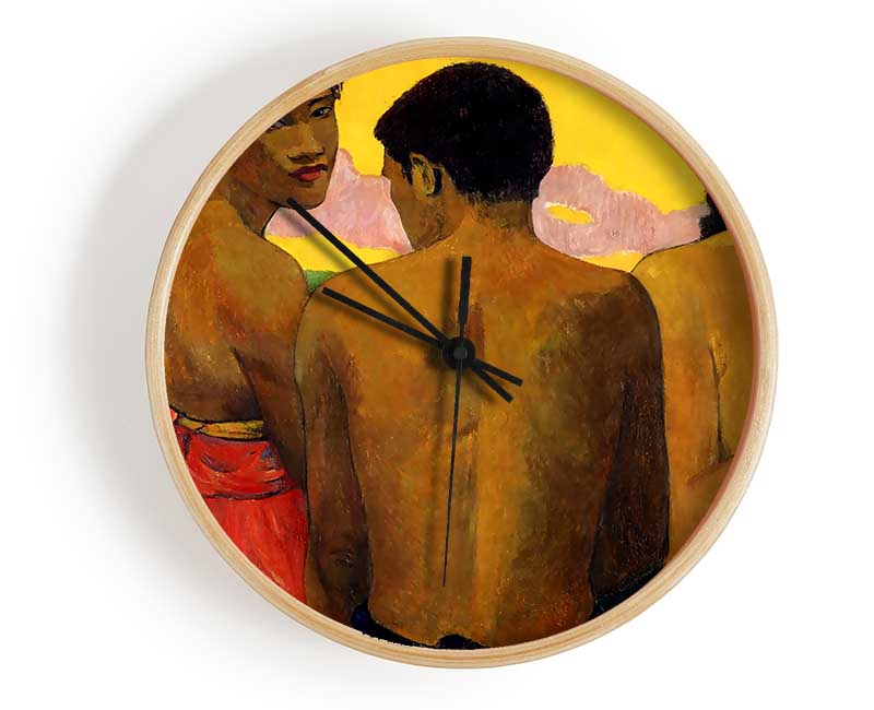 Gauguin Three Tahitians Clock - Wallart-Direct UK