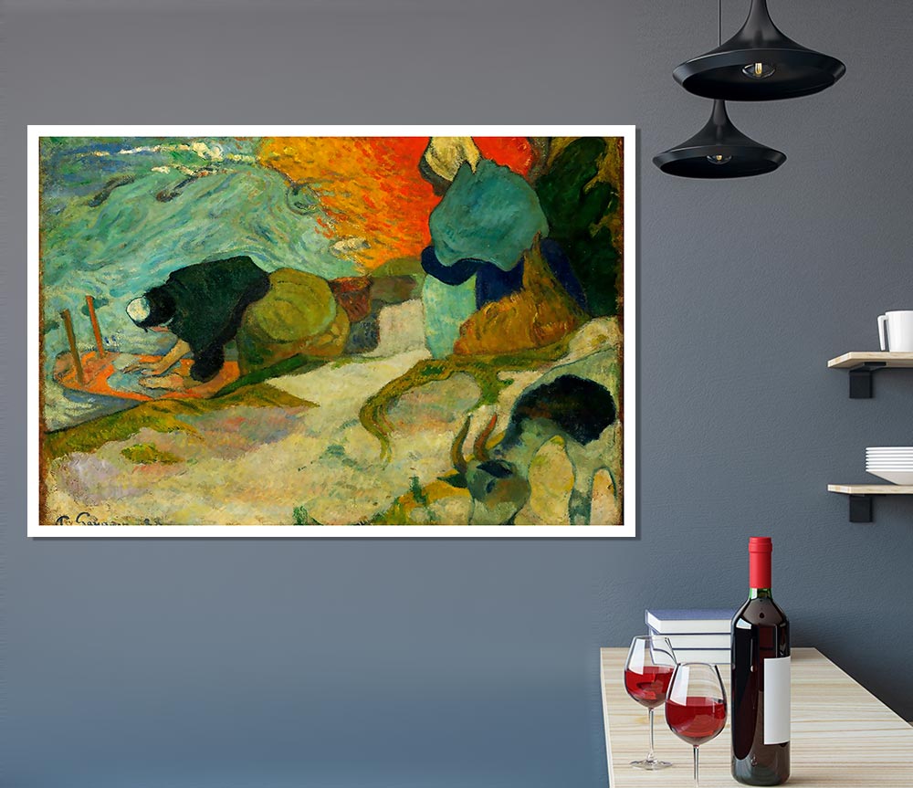 Gauguin Washerwomen In Arles Print Poster Wall Art