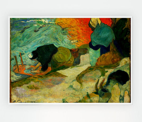 Gauguin Washerwomen In Arles Print Poster Wall Art