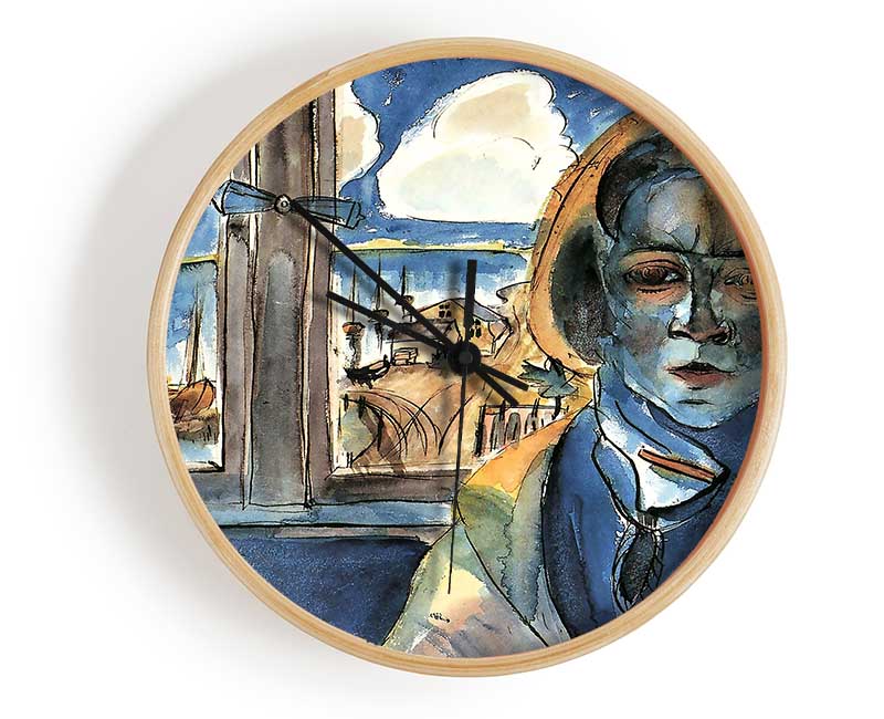 Walter Gramatte Girl At The Window Sonia Clock - Wallart-Direct UK