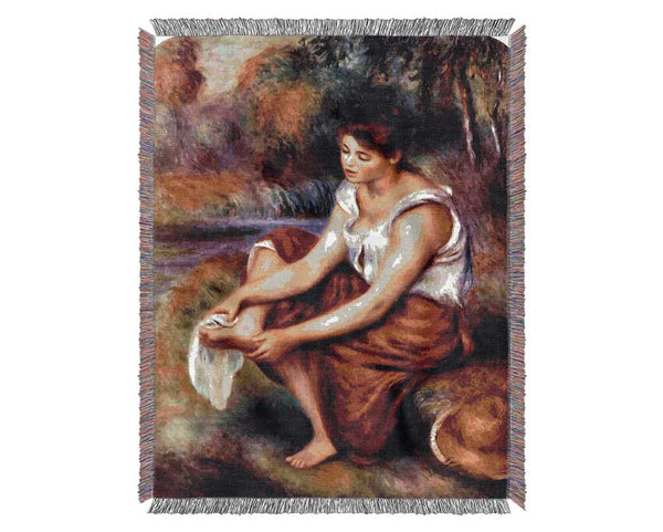 Renoir Girl Dryes Her Feet Woven Blanket