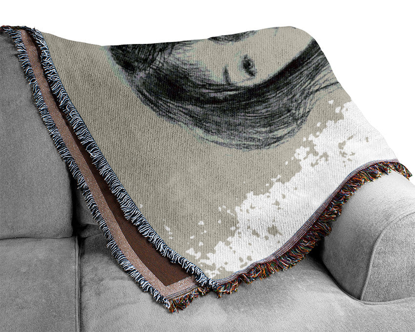 Klimt Girl With Long Hair Woven Blanket