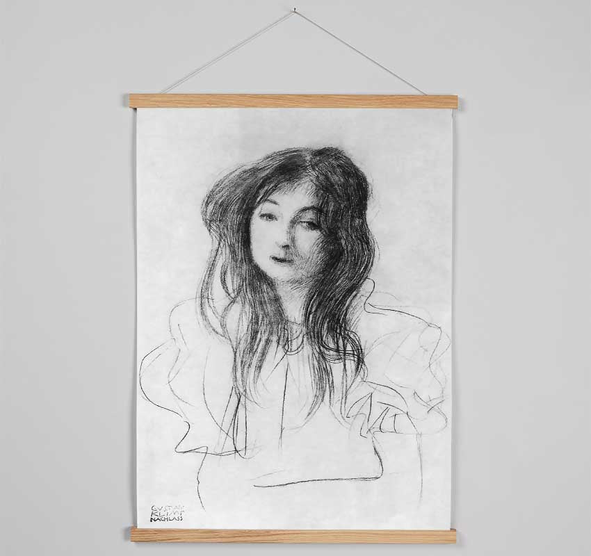 Klimt Girl With Long Hair Hanging Poster - Wallart-Direct UK