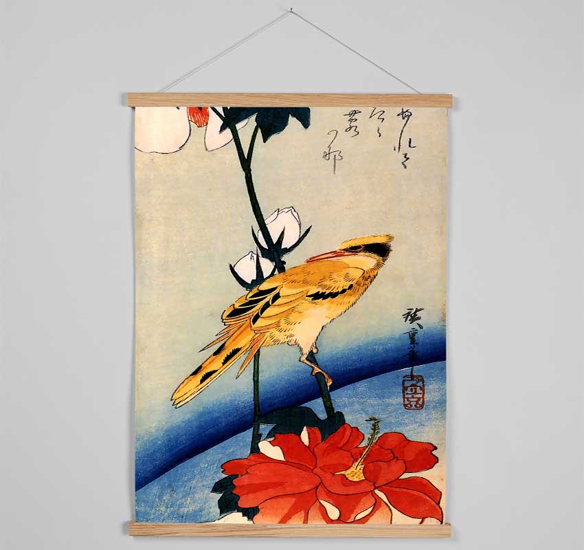 Hiroshige Golden Oriole On A Hibiscus Branch Hanging Poster - Wallart-Direct UK