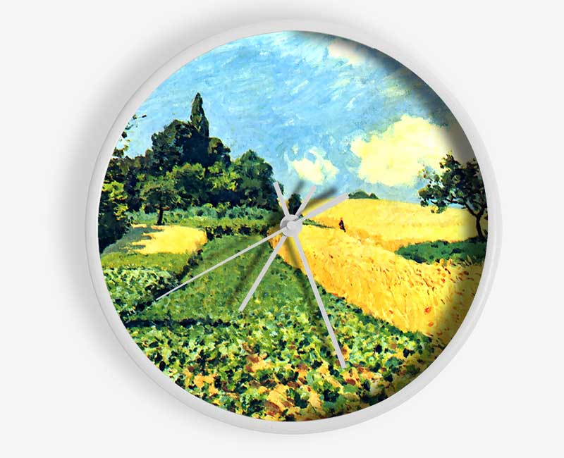 Sisley Grain Fields On The Hills Of Argenteuil Clock - Wallart-Direct UK