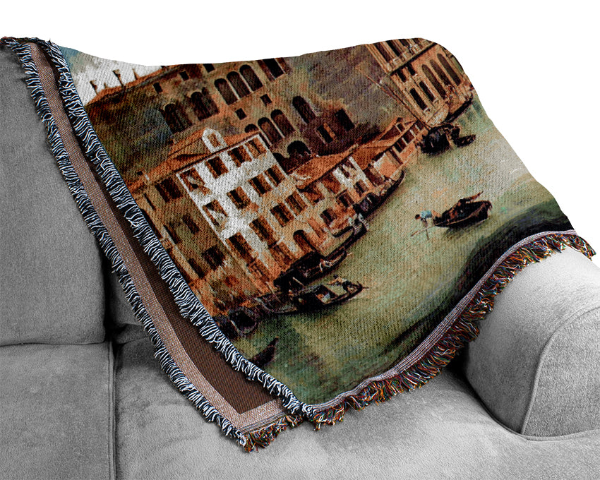 Canaletto Grand Canal At San Vio Woven Blanket