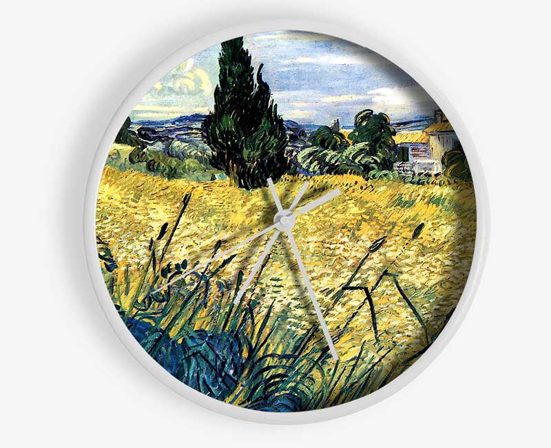 Van Gogh Green Wheat Field With Cypress 2 Clock - Wallart-Direct UK