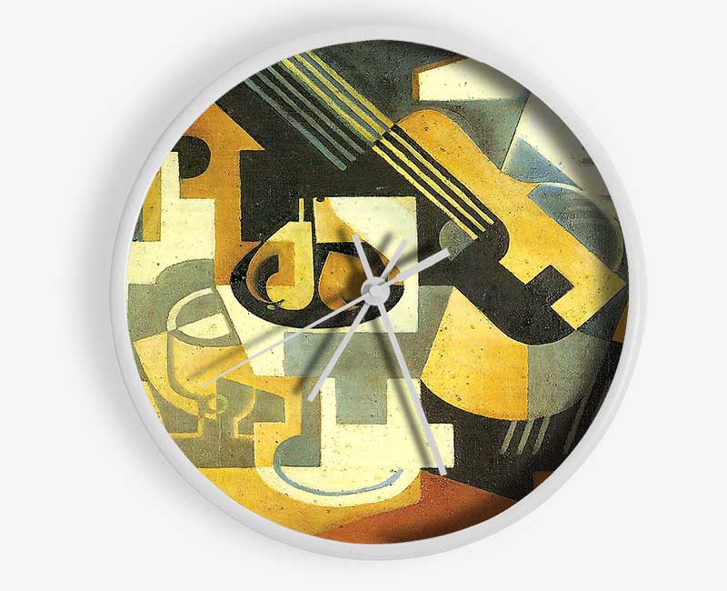 Juan Gris Guitar And Fruit Bowl 1 Clock - Wallart-Direct UK