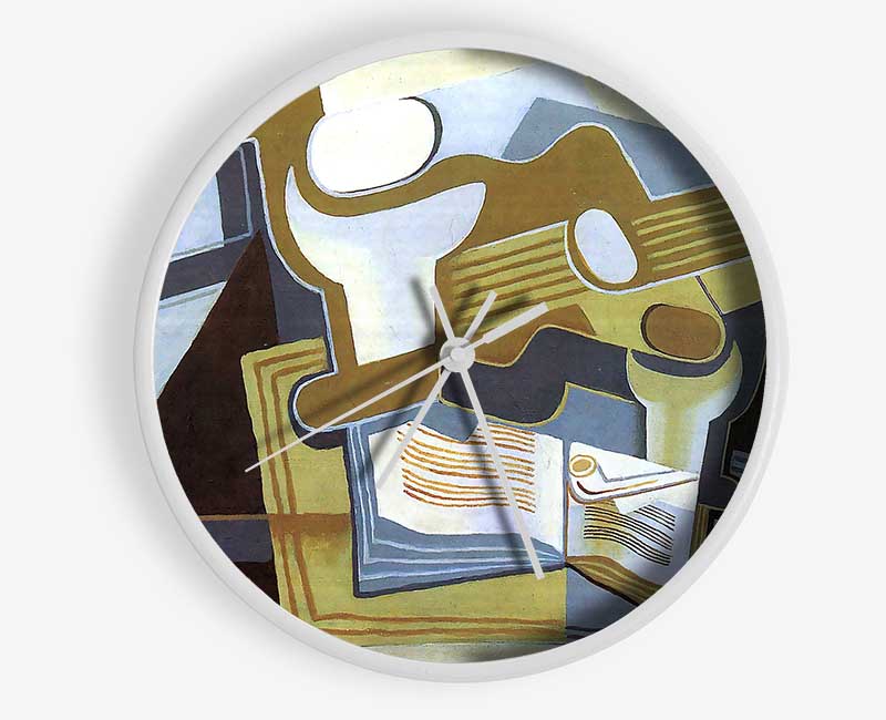 Juan Gris Guitar And Fruit Bowl 3 Clock - Wallart-Direct UK