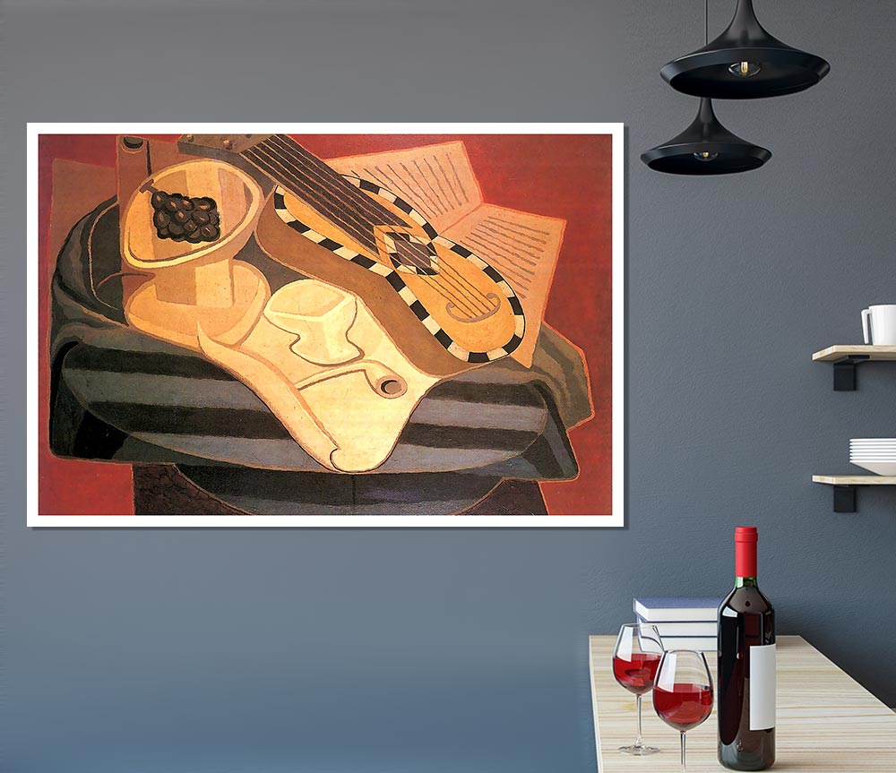 Juan Gris Guitar With Ornaments Print Poster Wall Art