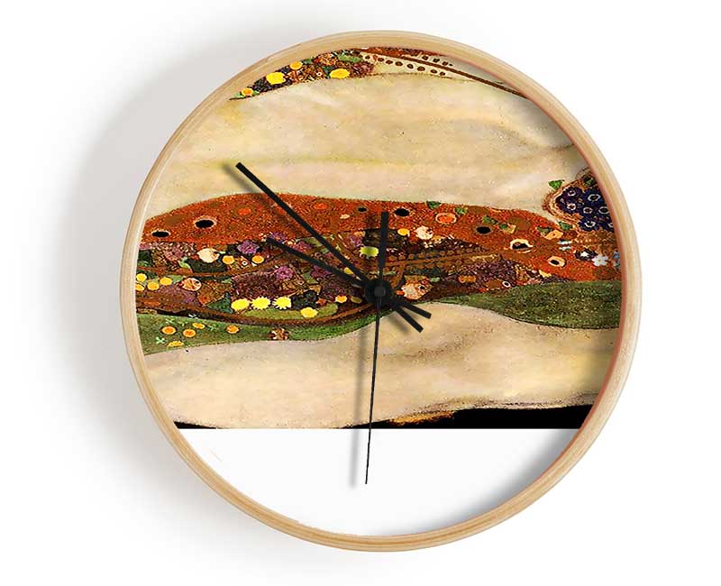 Klimt Water Serpents 2 Clock - Wallart-Direct UK