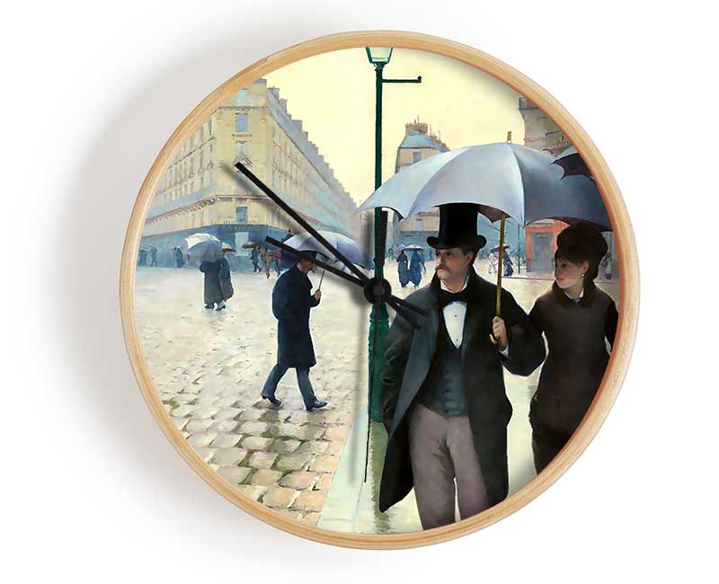 Gustave Caillebotte Paris Street On A Rainy Day Clock - Wallart-Direct UK