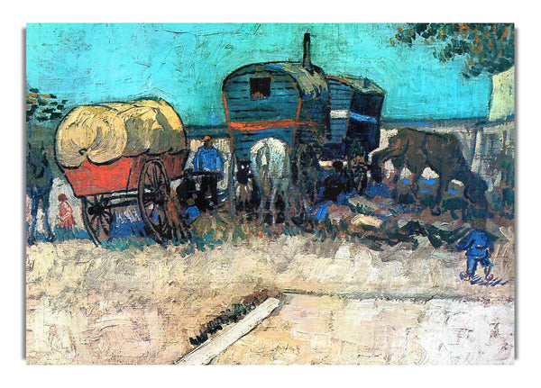 Gypsy Camp With Horse Carriage By Van Gogh