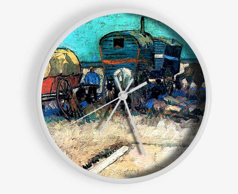 Van Gogh Gypsy Camp With Horse Carriage Clock - Wallart-Direct UK