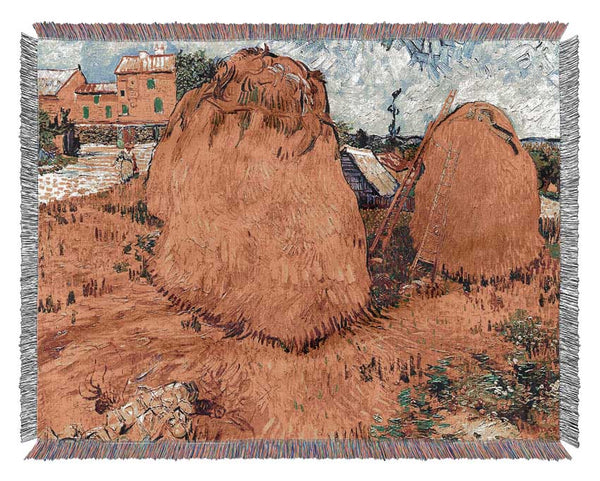 Van Gogh Haystacks In Provence Woven Blanket