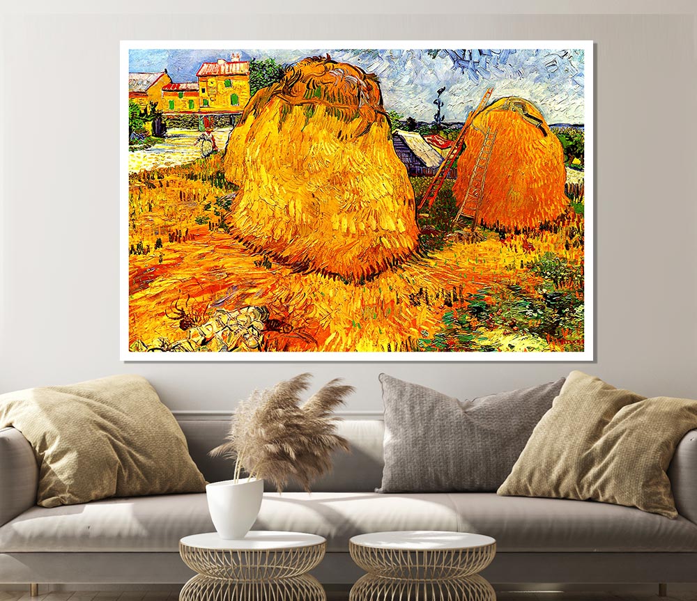 Van Gogh Haystacks In Provence Print Poster Wall Art