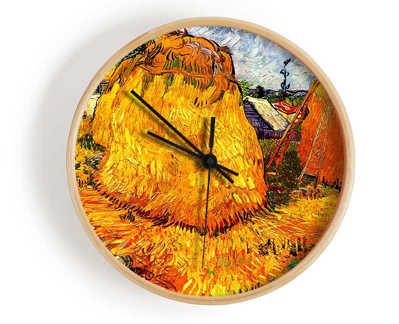 Van Gogh Haystacks In Provence Clock - Wallart-Direct UK