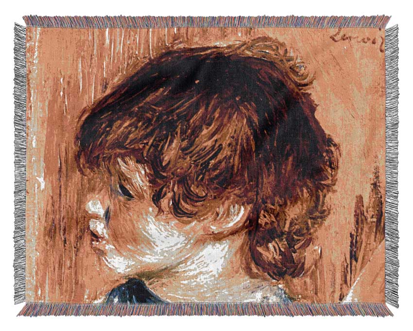 Renoir Head Of A Young Girl Woven Blanket