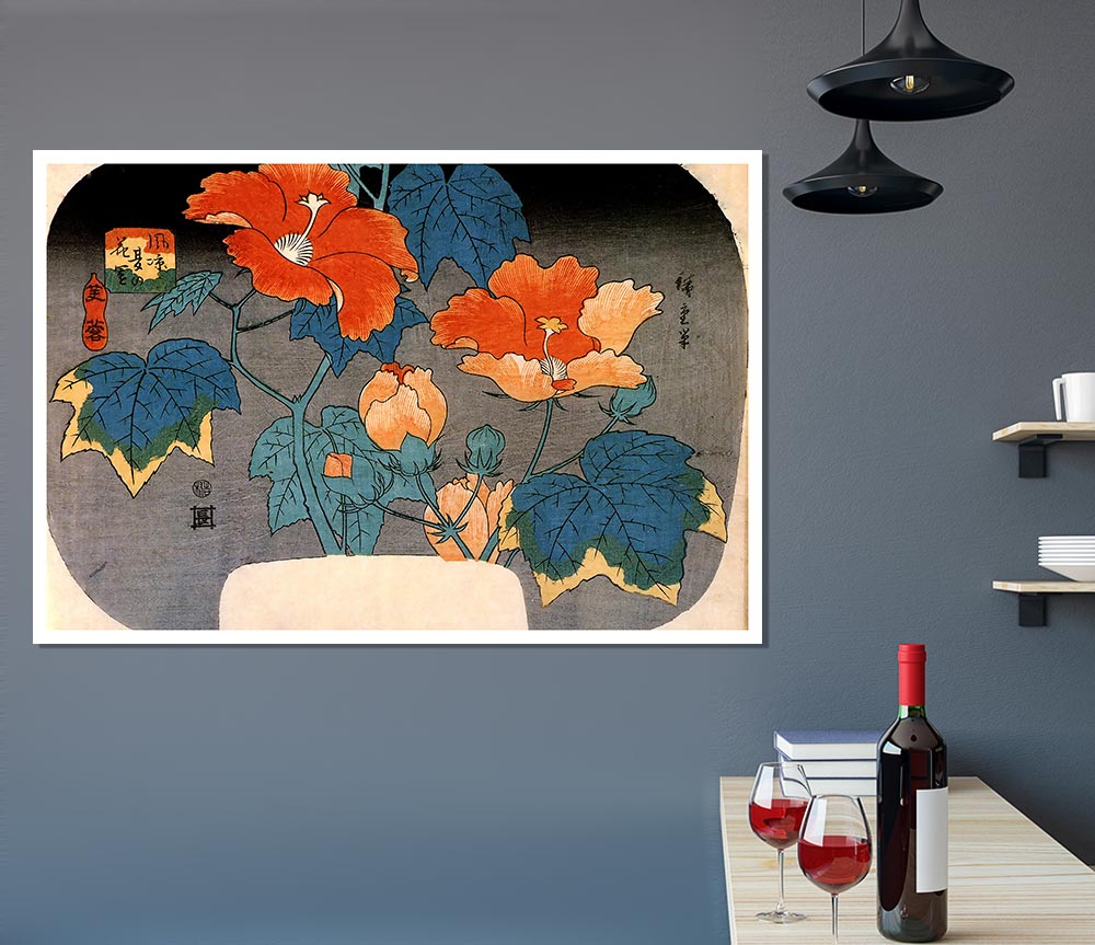 Hiroshige Hibiscus Print Poster Wall Art