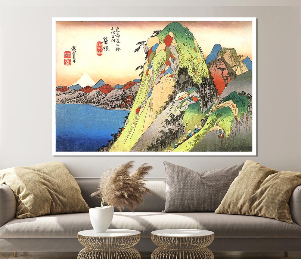 Hiroshige High Rocks By A Lake Print Poster Wall Art