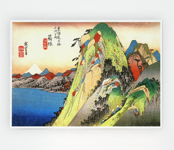 Hiroshige High Rocks By A Lake Print Poster Wall Art