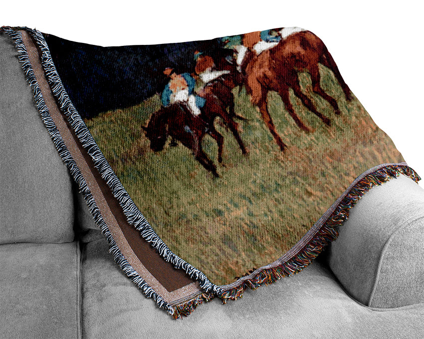 Degas Horse Racing -The Training Woven Blanket