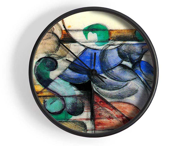 Franz Marc House In Abstract Landscape Clock - Wallart-Direct UK