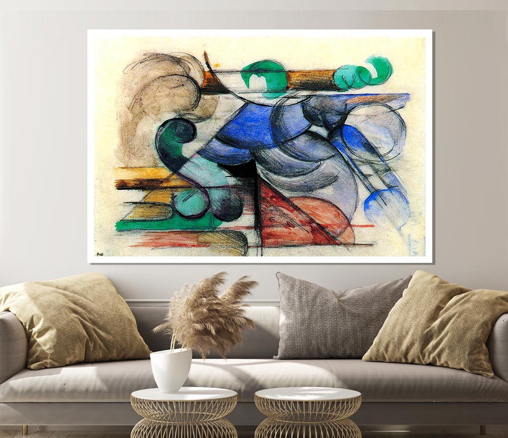 Franz Marc House In Abstract Landscape Print Poster Wall Art