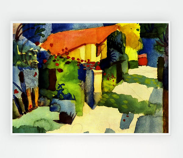 August Macke House In The Garden Print Poster Wall Art