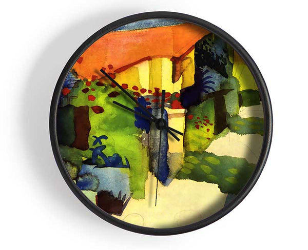 August Macke House In The Garden Clock - Wallart-Direct UK