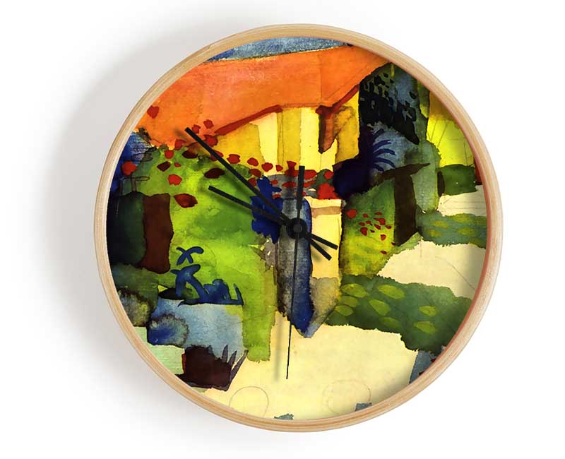 August Macke House In The Garden Clock - Wallart-Direct UK