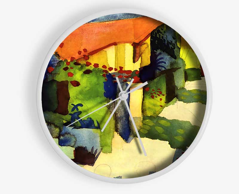 August Macke House In The Garden Clock - Wallart-Direct UK