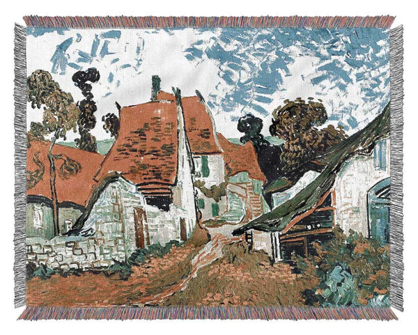 Van Gogh Houses In Auvers Woven Blanket