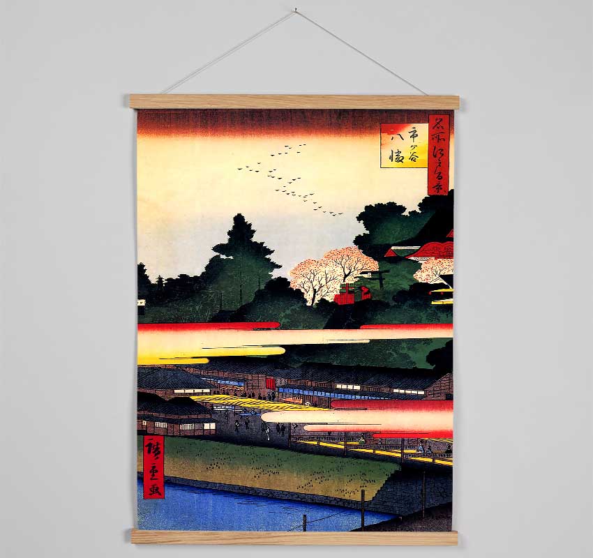 Hiroshige Ichigaya Hachiman Shrine Hanging Poster - Wallart-Direct UK