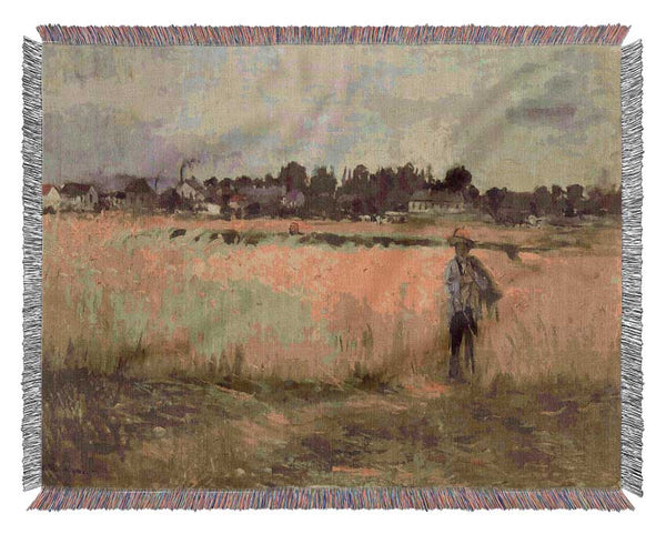 Morisot In Wheat Field Woven Blanket