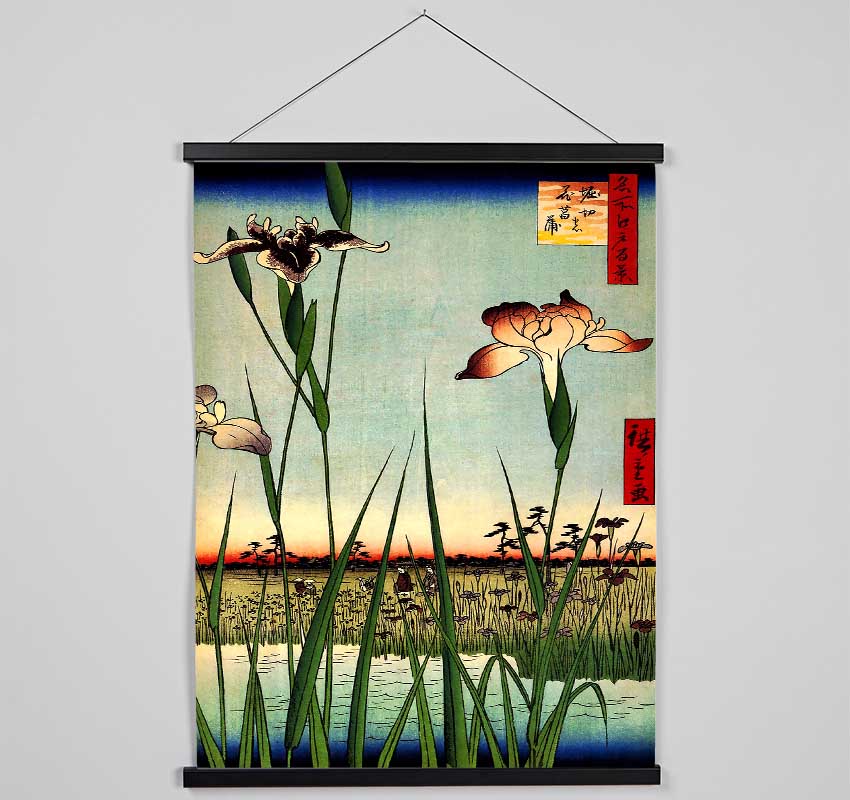 Hiroshige Iris Garden Hanging Poster - Wallart-Direct UK