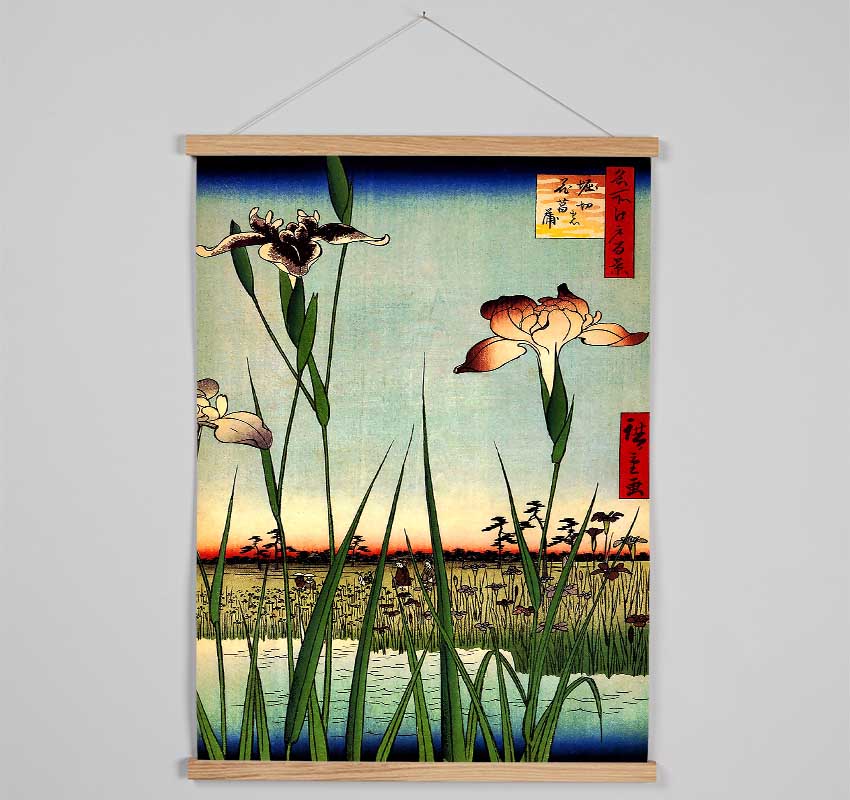 Hiroshige Iris Garden Hanging Poster - Wallart-Direct UK