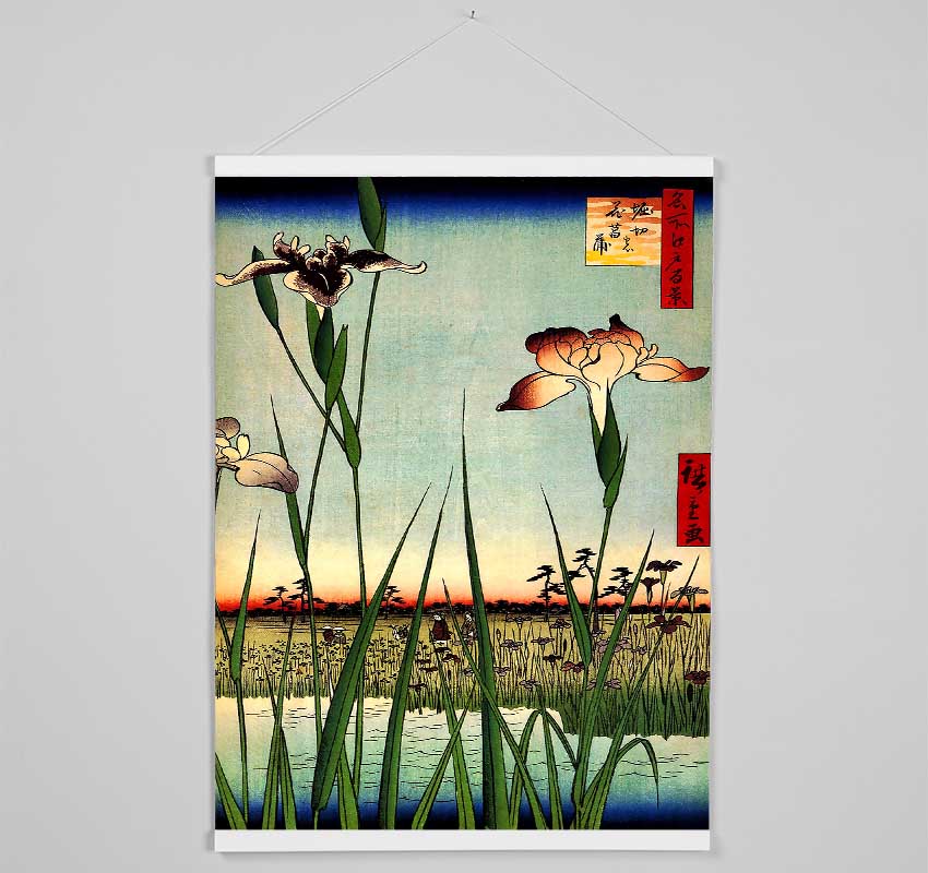 Hiroshige Iris Garden Hanging Poster - Wallart-Direct UK