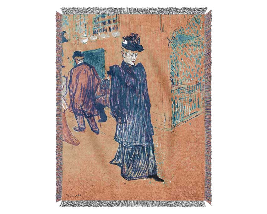 Toulouse Lautrec Jane Avril Leaves The Moulin Rouge Woven Blanket