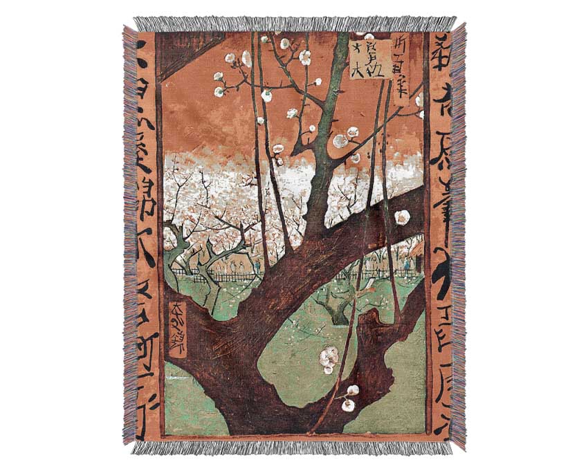 Van Gogh Japonese Tree (After Hiroshige) Woven Blanket