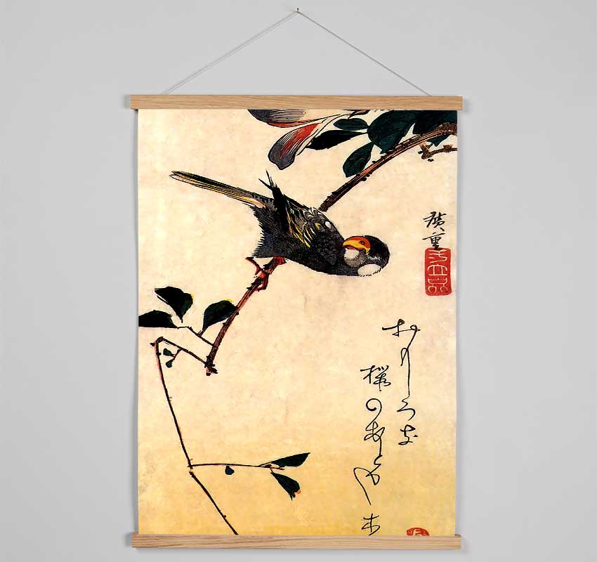 Hiroshige Java Sparrow And Magnolia Hanging Poster - Wallart-Direct UK