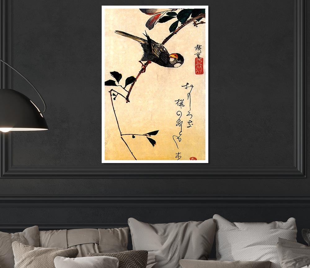 Hiroshige Java Sparrow And Magnolia Print Poster Wall Art