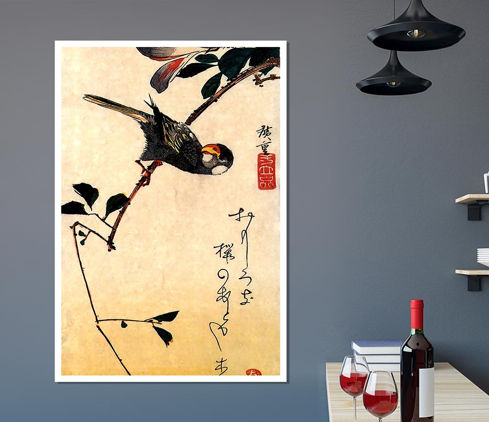 Hiroshige Java Sparrow And Magnolia Print Poster Wall Art