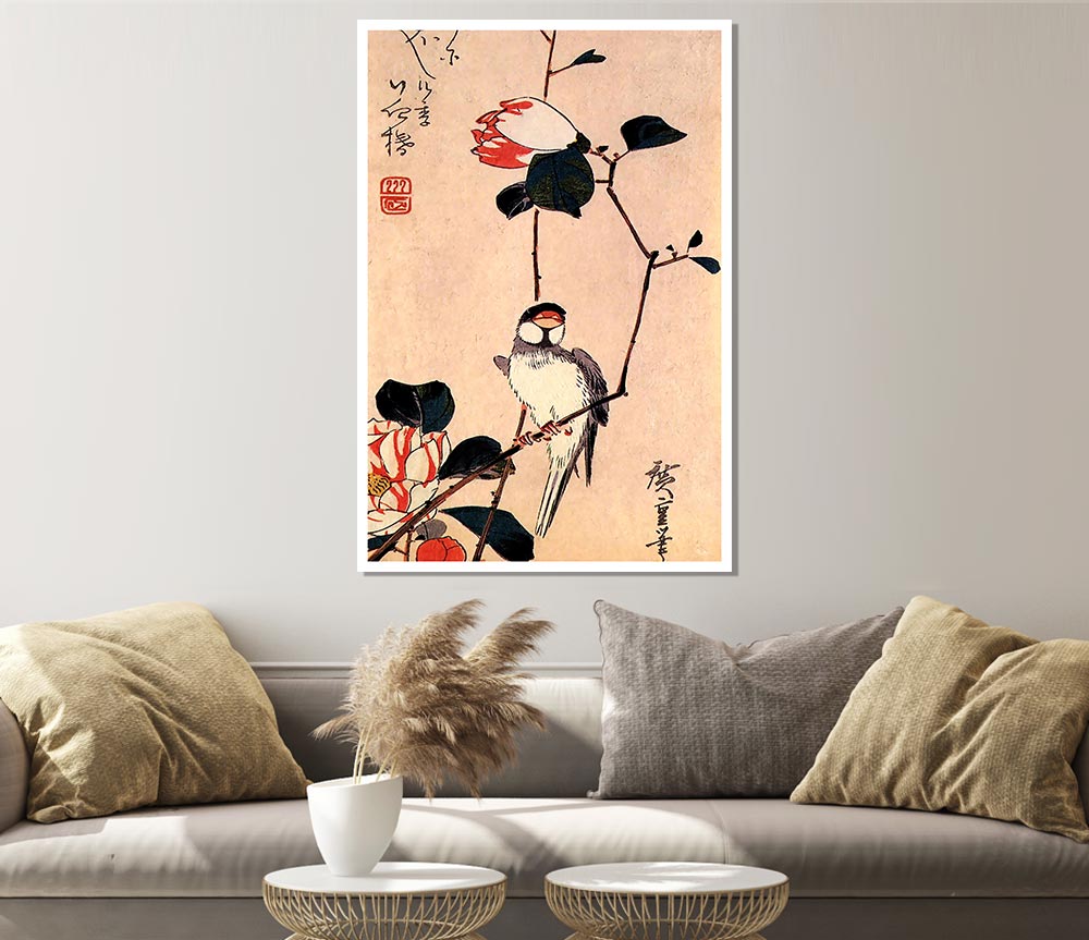 Hiroshige Java Sparrow On A Magnolia Branch Print Poster Wall Art