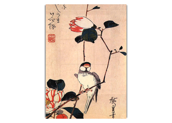 Java Sparrow On A Magnolia Branch By Hiroshige