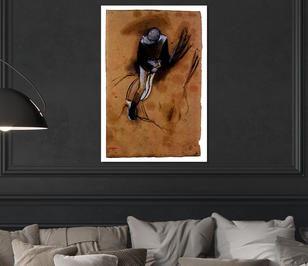 Degas Jockey Forward Flexed Standing In The Saddle Print Poster Wall Art