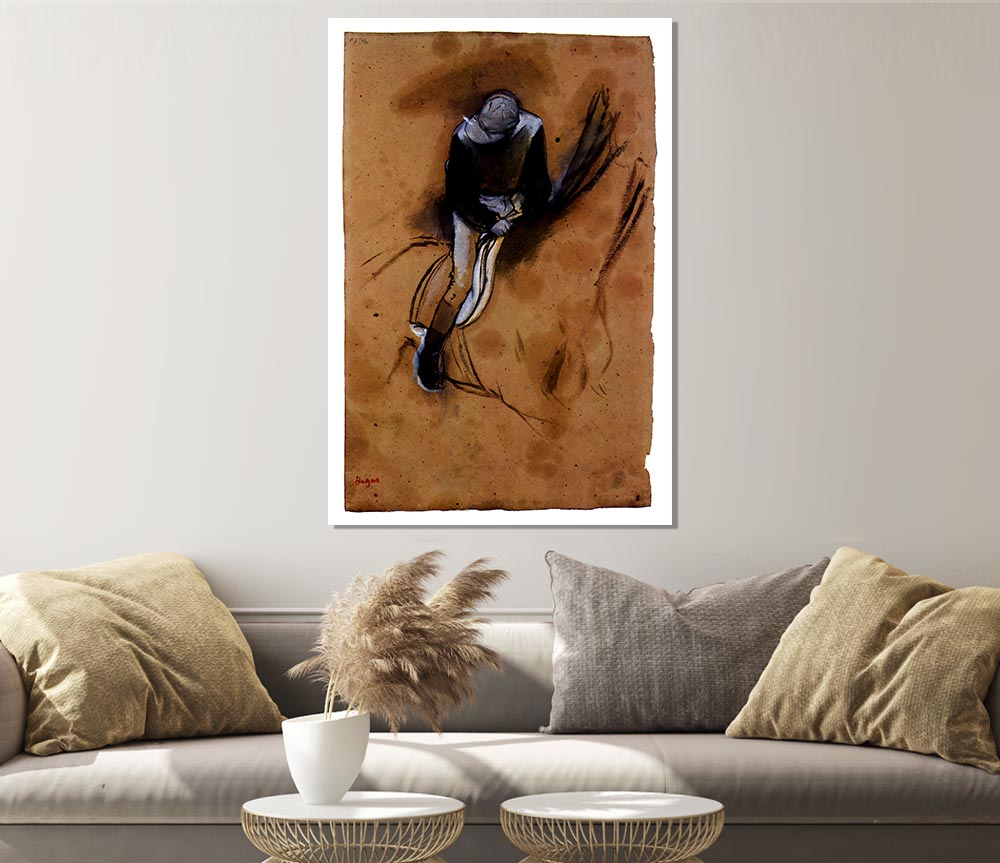 Degas Jockey Forward Flexed Standing In The Saddle Print Poster Wall Art