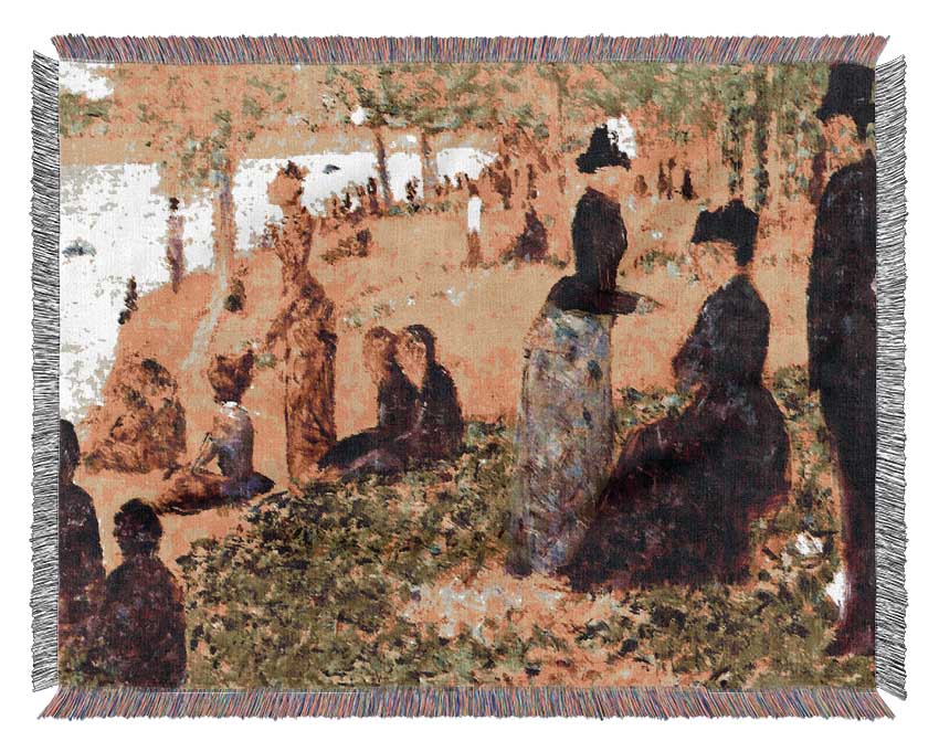 Seurat La Grande Jatte By Excursionists Woven Blanket