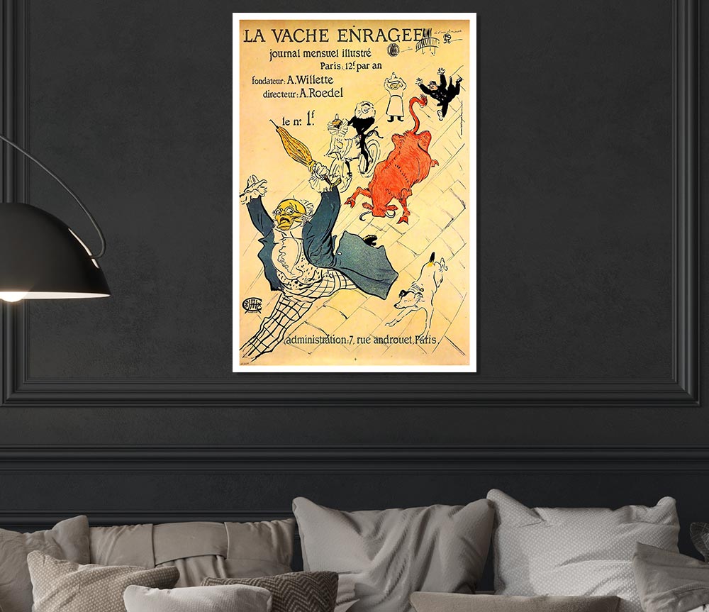 Toulouse Lautrec La Vache Enragee Print Poster Wall Art